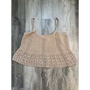Aeropostale Women's Crotchet Tank 100% Cotton Size M- Brown